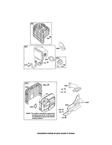 Muffler Diagram and Parts List for 210400 0035-0570 Briggs and Stratton Engine